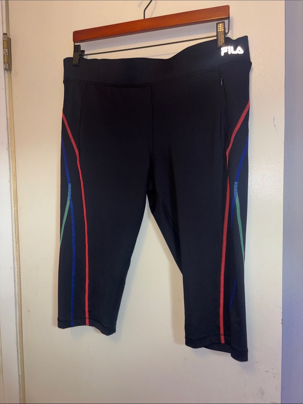 FILA Black Swim Jammers with Red, Blue and Green Trim